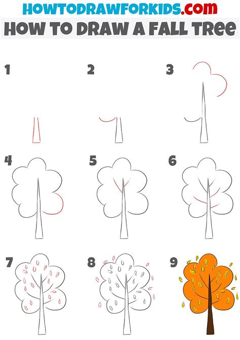 How To Draw A Fall Tree Step By Step Easy
