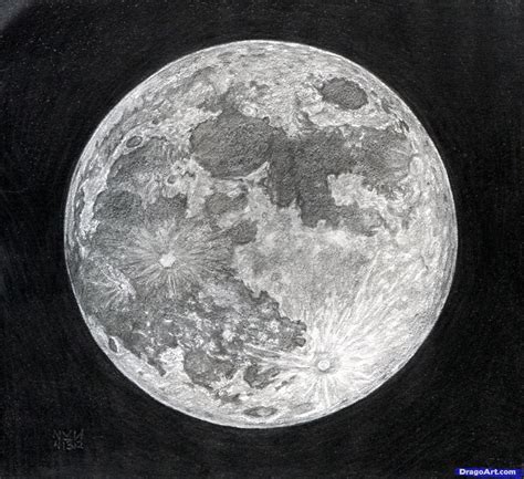 Sourcewing Realistic pencil drawing of a full moon