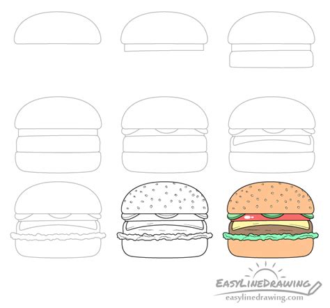 How to Draw a Burger Step by Step Easy Drawing Guides
