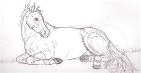 how to draw a horse laying down