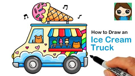 How To Draw A Ice Cream Truck Step By Step