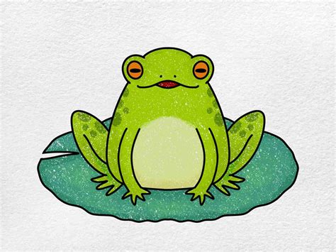 how to draw a lily pad with a frog on it
