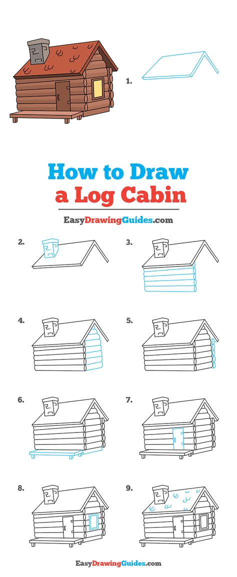 How To Draw A Log Cabin House, Step by Step, Drawing Guide