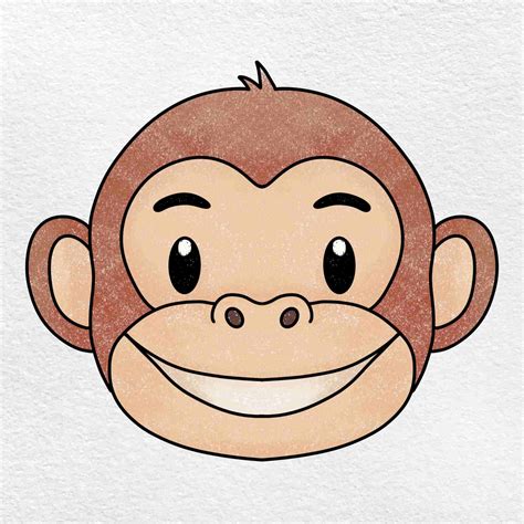 How to Draw a Monkey Cartoon Face printable step by step