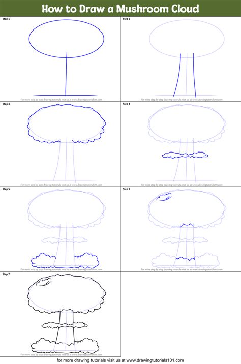 how to draw a mushroom cloud step by step