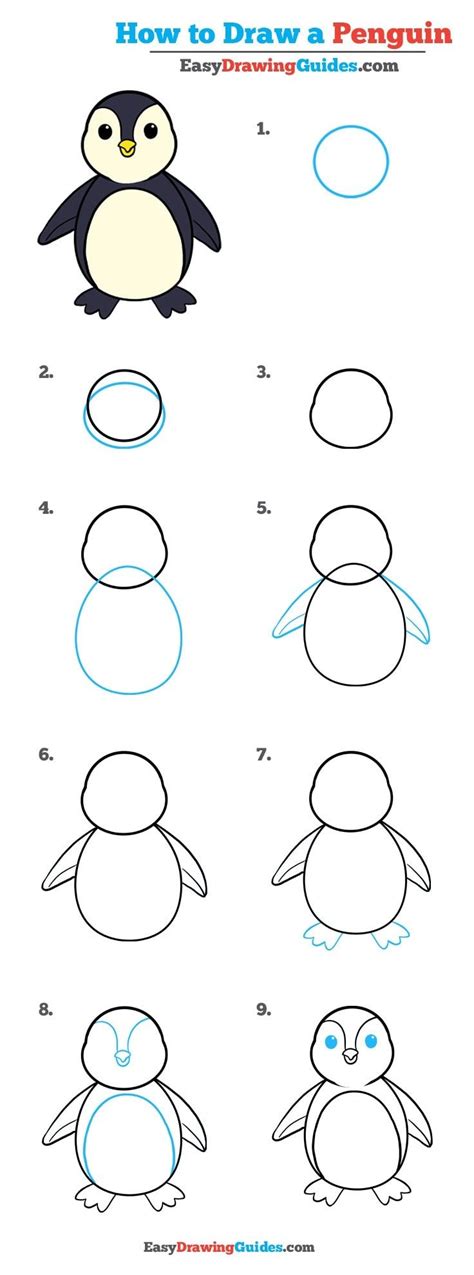 How to Draw Cute Kawaii Penguins Stacked from 8 with Easy
