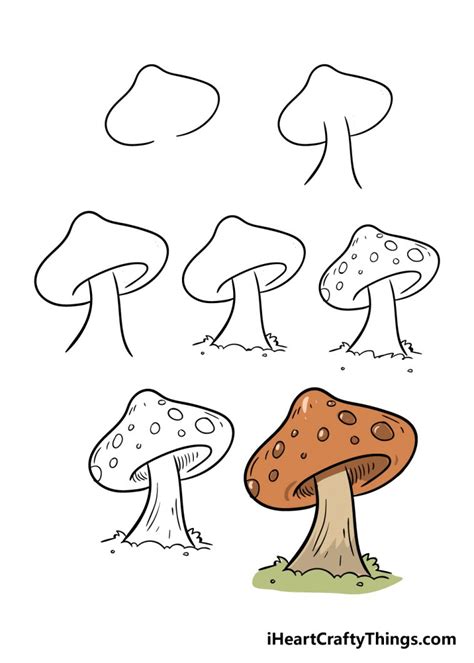 how to draw a realistic mushroom step by step