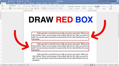 how to draw a red box around text in word