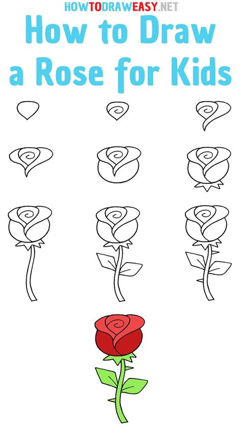 how to draw a rose for kids