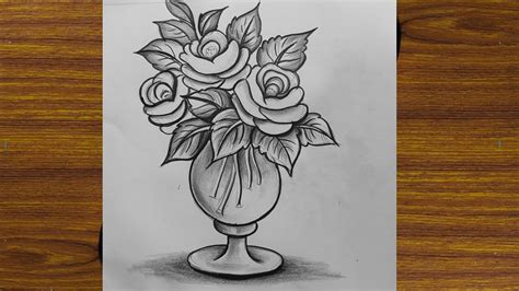Step By Step Rose Flower Vase Drawing You can draw a rose by
