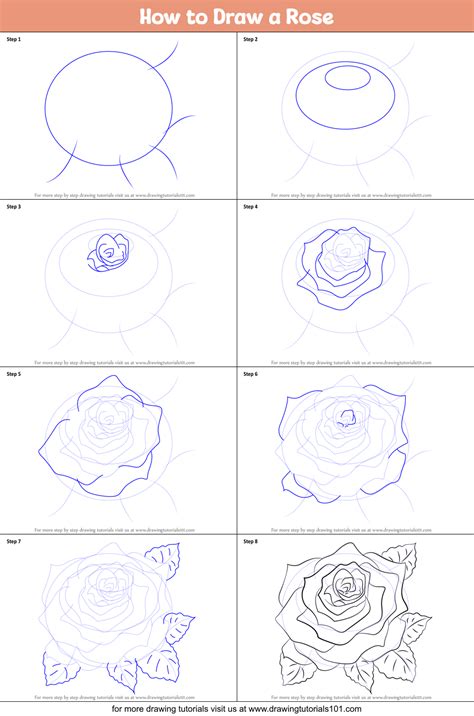 How To Draw A Rose Printable