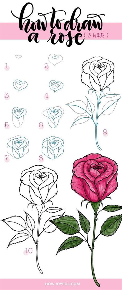 How To Draw A Rose Step-By-Step