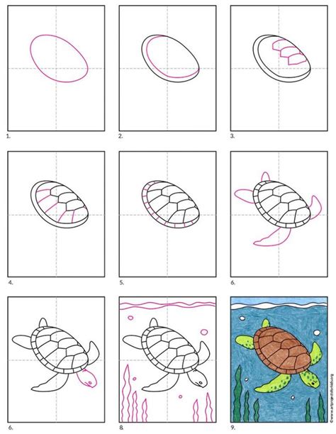 how to draw a sea turtle video for kids