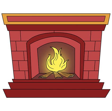 How to Draw a Fireplace printable step by step drawing
