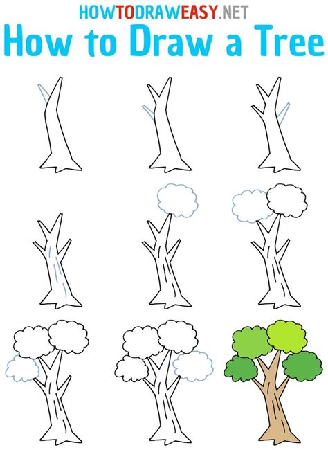 how to draw a simple tree step by step