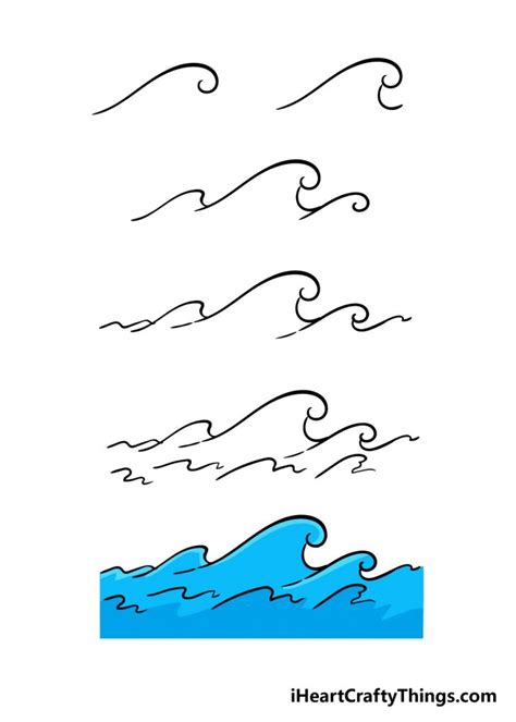 Collection of waves in different techniques. Wave art