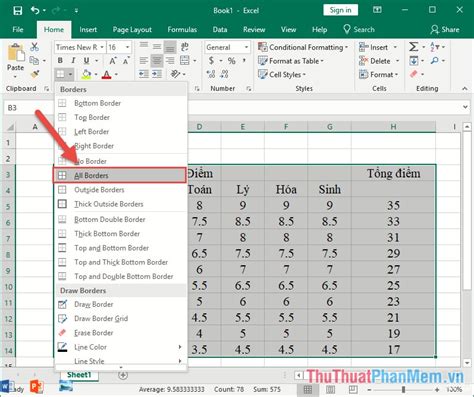 how to draw a table on excel sheet