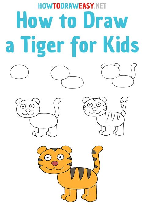 How To Draw A Tiger Step By Step For Kids? For kids, A