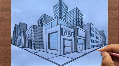 how to draw a town in 2 point perspective step by step
