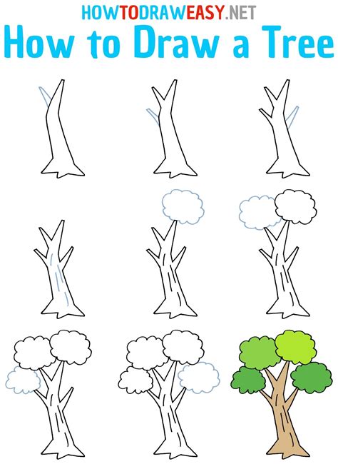 how to draw a tree step by step tutorial