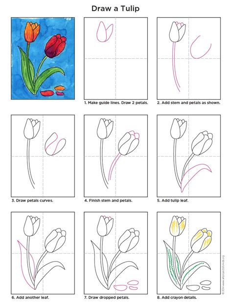 How to Draw a Tulip for Kids Easy Step by Step Tutorial