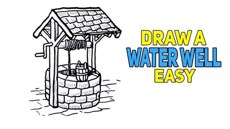 How to Draw A Village Scenery of Woman Taking Water from