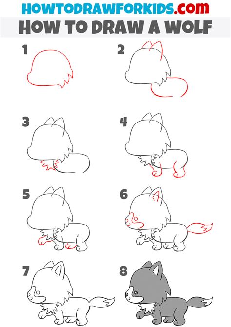 how to draw a wolf step by step for beginners