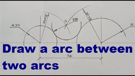 technical drawing How to draw an arc through 2 known points and