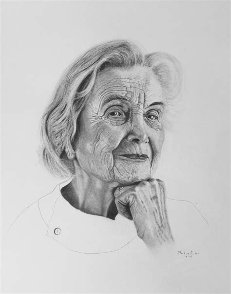 Old Woman Portrait Drawing Drawing by Madura Venkatachalam