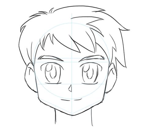 how to draw anime face boy