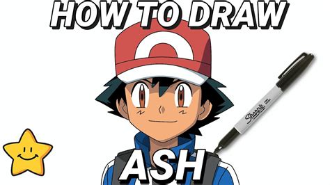 How to draw Ash Ketchum from Pokemon