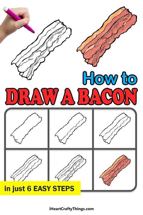 how to draw bacon step by step