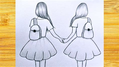Friends Forever Bff Best Friends Holding Hands Drawing