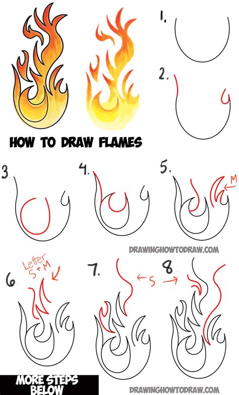 how to draw cartoon flames