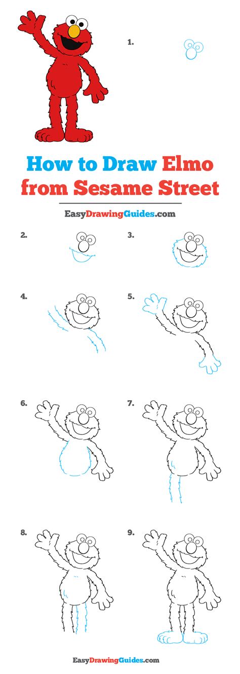 How To Draw ELMO from SESAME STREET Easy Step by Step