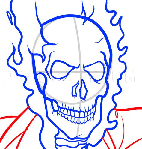 how to draw ghost rider face step by step for kids