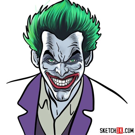 How to draw Joker's face Sketchok easy drawing guides