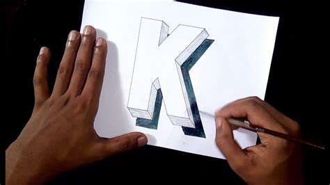 How To Draw 3d Floating Letter "K" 3D Trick Art On Paper