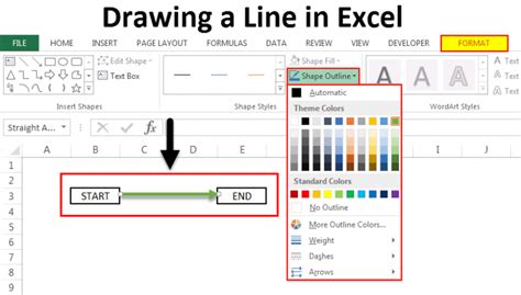 how to draw line on text in excel