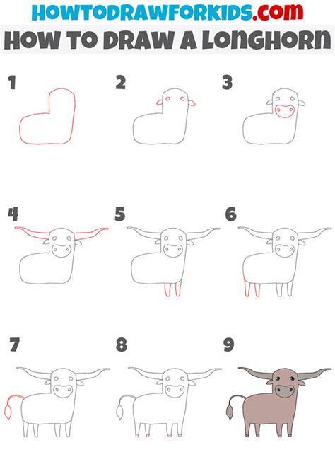 How to draw a longhorn Step by step Drawing tutorials