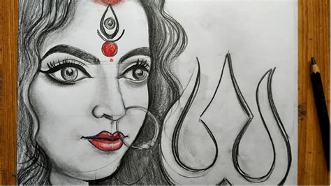 how to draw maa durga face pencil sketch for beginners