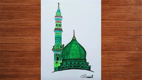 Simple Sketchy Nabawi Mosque Saudi Arabia Stock