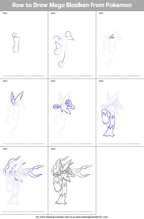 How To Draw Mega Blaziken, Step by Step, Drawing Guide, by Dawn DragoArt