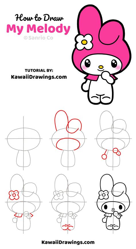 My Melody Hello kitty drawing, Hello kitty my melody