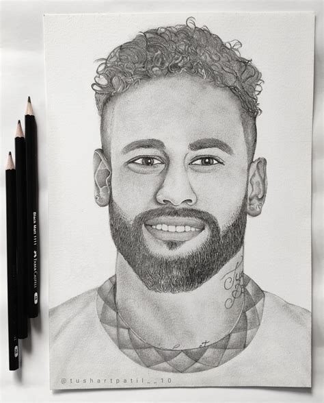 Learn How to Draw Neymar Jr. (Footballers) Step by Step Drawing Tutorials