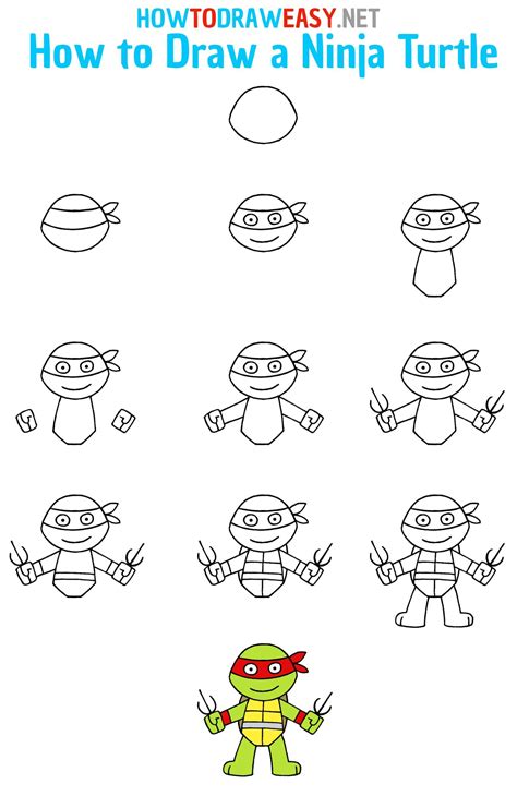 how to draw ninja turtle step by step