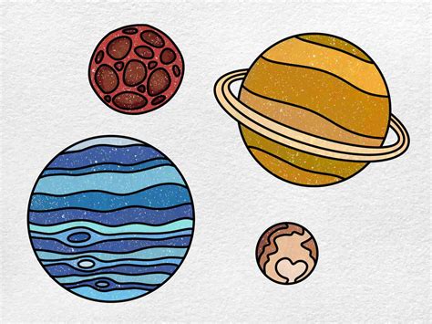 how to draw planets easy with pencil