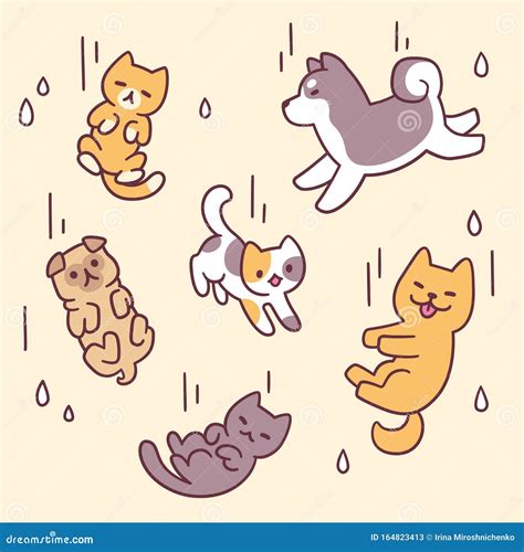 how to draw raining cats and dogs easy