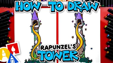 how to draw rapunzel's tower step by step