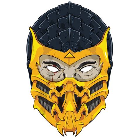 Scorpion Mask Vintage Gold with mesh Mortal Kombat 11 Etsy